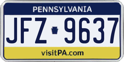 PA license plate JFZ9637