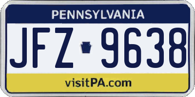 PA license plate JFZ9638