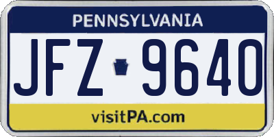 PA license plate JFZ9640