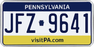 PA license plate JFZ9641
