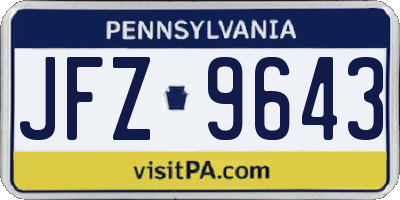 PA license plate JFZ9643