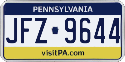 PA license plate JFZ9644