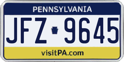 PA license plate JFZ9645