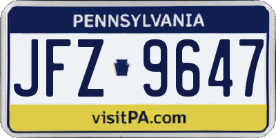 PA license plate JFZ9647