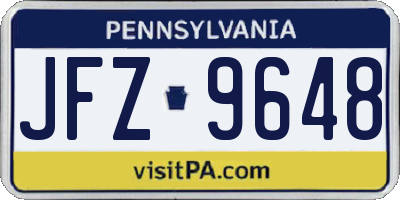 PA license plate JFZ9648