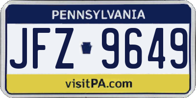 PA license plate JFZ9649