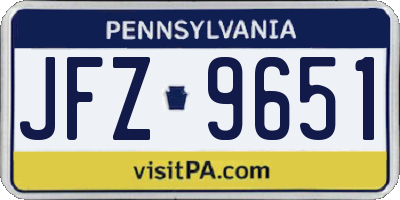 PA license plate JFZ9651