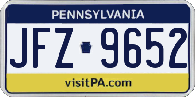 PA license plate JFZ9652