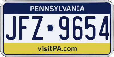PA license plate JFZ9654