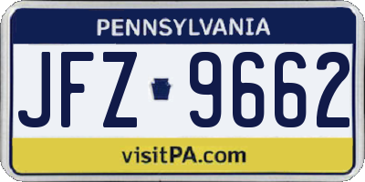PA license plate JFZ9662