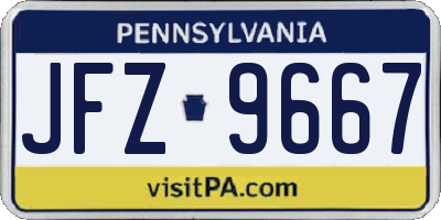 PA license plate JFZ9667