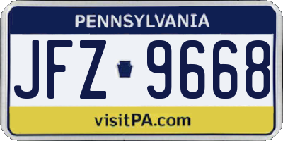PA license plate JFZ9668