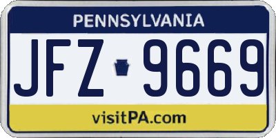 PA license plate JFZ9669