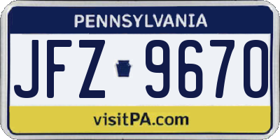 PA license plate JFZ9670