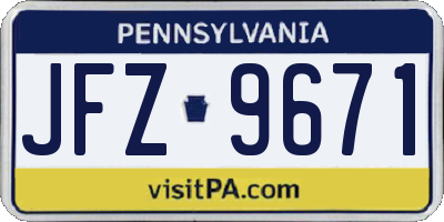 PA license plate JFZ9671