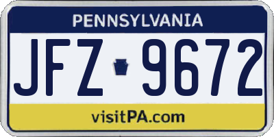 PA license plate JFZ9672