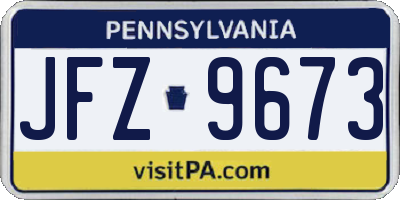 PA license plate JFZ9673