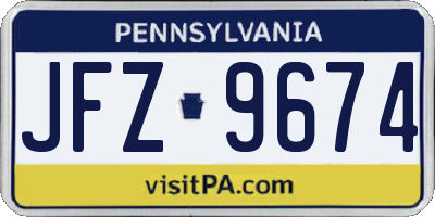 PA license plate JFZ9674