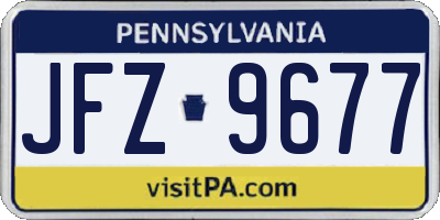 PA license plate JFZ9677