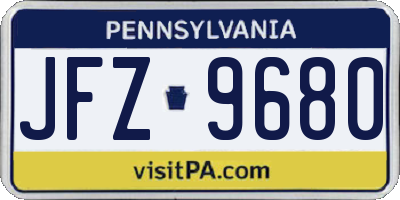 PA license plate JFZ9680
