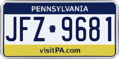 PA license plate JFZ9681