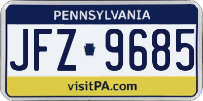 PA license plate JFZ9685