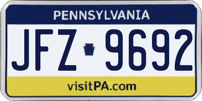 PA license plate JFZ9692