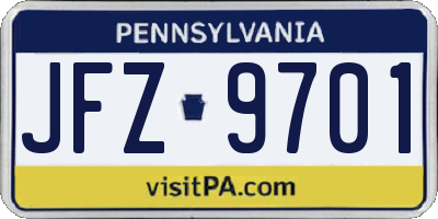 PA license plate JFZ9701