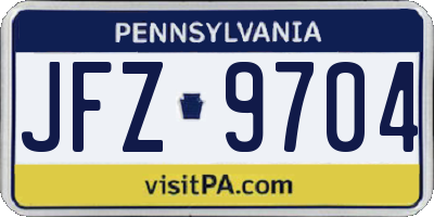 PA license plate JFZ9704