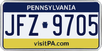 PA license plate JFZ9705