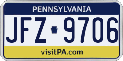 PA license plate JFZ9706