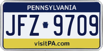 PA license plate JFZ9709