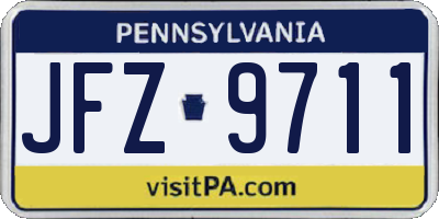 PA license plate JFZ9711