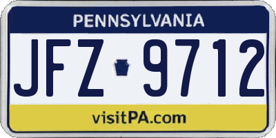 PA license plate JFZ9712