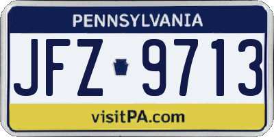 PA license plate JFZ9713