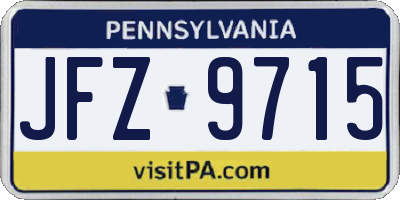 PA license plate JFZ9715