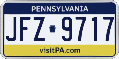 PA license plate JFZ9717