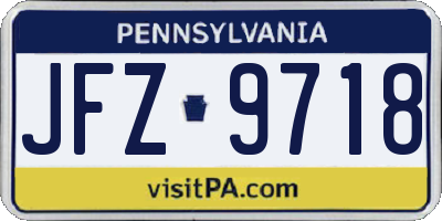 PA license plate JFZ9718