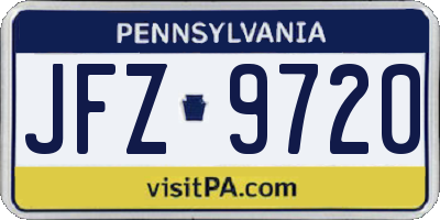 PA license plate JFZ9720