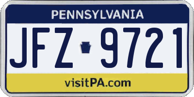 PA license plate JFZ9721