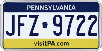 PA license plate JFZ9722