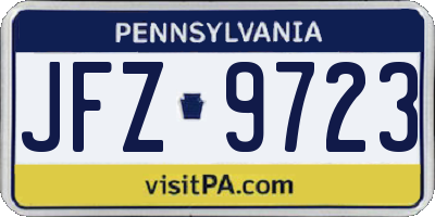 PA license plate JFZ9723