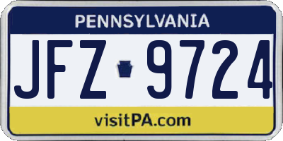 PA license plate JFZ9724
