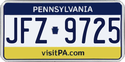 PA license plate JFZ9725