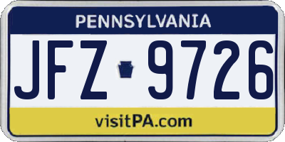 PA license plate JFZ9726