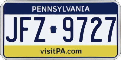PA license plate JFZ9727