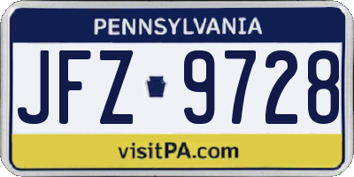 PA license plate JFZ9728