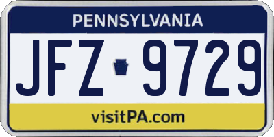 PA license plate JFZ9729