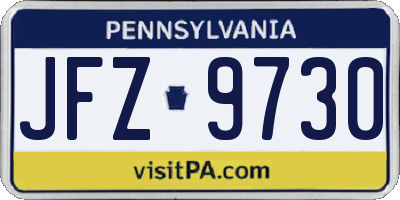 PA license plate JFZ9730