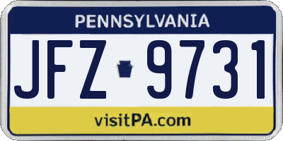 PA license plate JFZ9731
